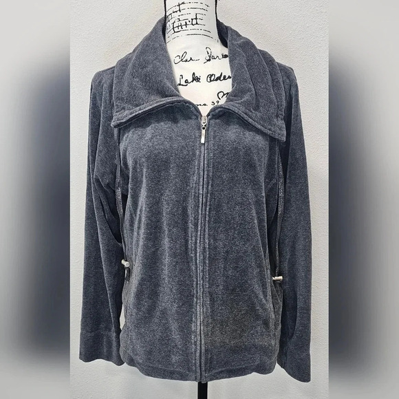 White Stag Jackets & Blazers - White Stag LADIES' Velour Zip Front Jacket Gray Size Large